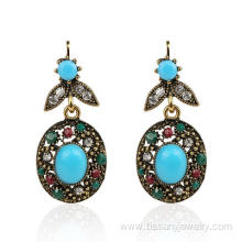 Wholesale Turquoise Blue Stone Women Hanging Earrings